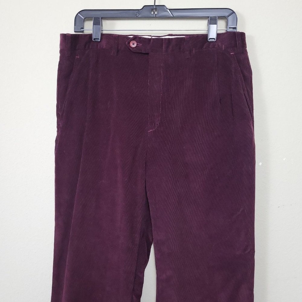 Brioni‎ Men's Size 34 Cortina Dress Pant Deep Burgundy 100% Cotton Corduroy